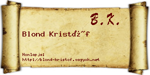 Blond Kristóf névjegykártya
